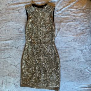 Midi gold elegant dress